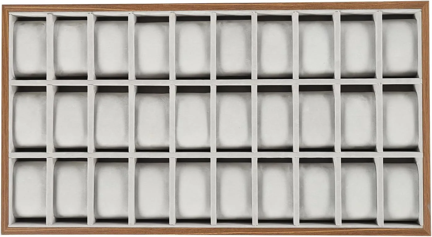Box with Soft Velvet for Men & Women 21.1 * 11.5inch 30 Slot Watch Display Organizer - Wood Jewelry Display Drawer Case, mess weird hall Jewelry Storage 