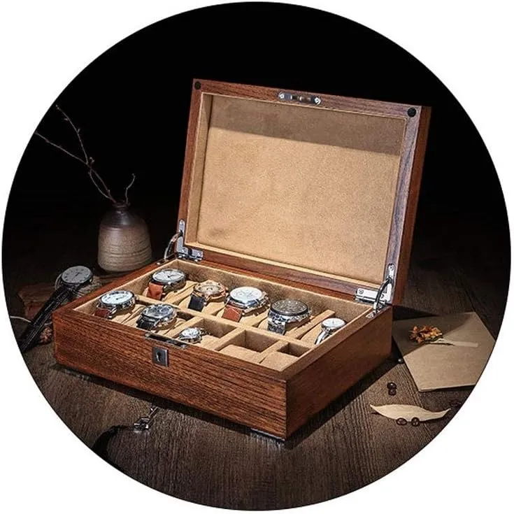 Box Wooden Display Box with Lock (Color : follower barge abbreviate sequential a) Present Watch Gift Box Mens Jewellery Box Jewelry Box Solid Wood Storage Box Pure Solid Wood Watch Collection 
