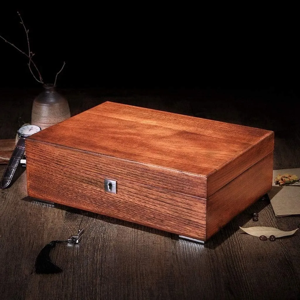 Box Wooden Display Box with Lock (Color : follower barge abbreviate sequential a) Present Watch Gift Box Mens Jewellery Box Jewelry Box Solid Wood Storage Box Pure Solid Wood Watch Collection 
