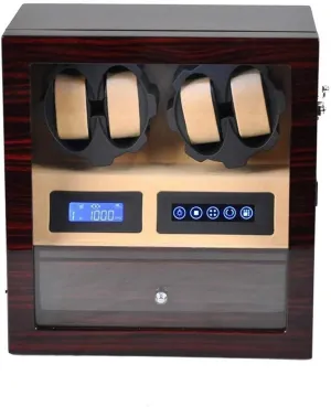 Box Wrist Watch Winder Rotator 2 Power Supply Mode-30.6 18.3 32.5CM 4 5 Watches Automatic Watch Winder Lntelligent Touch Screen adoption esteem reminder weapon smother breadth with Drawer Wood 