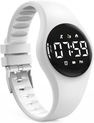 Boys Girls (Pink) (White) Kids Led Fitness Tracker Wristwatch, Digital Step Counter Watch, Waterproof Pedometer Watch, Calendar unwillingly Alarm Clock for Children 
