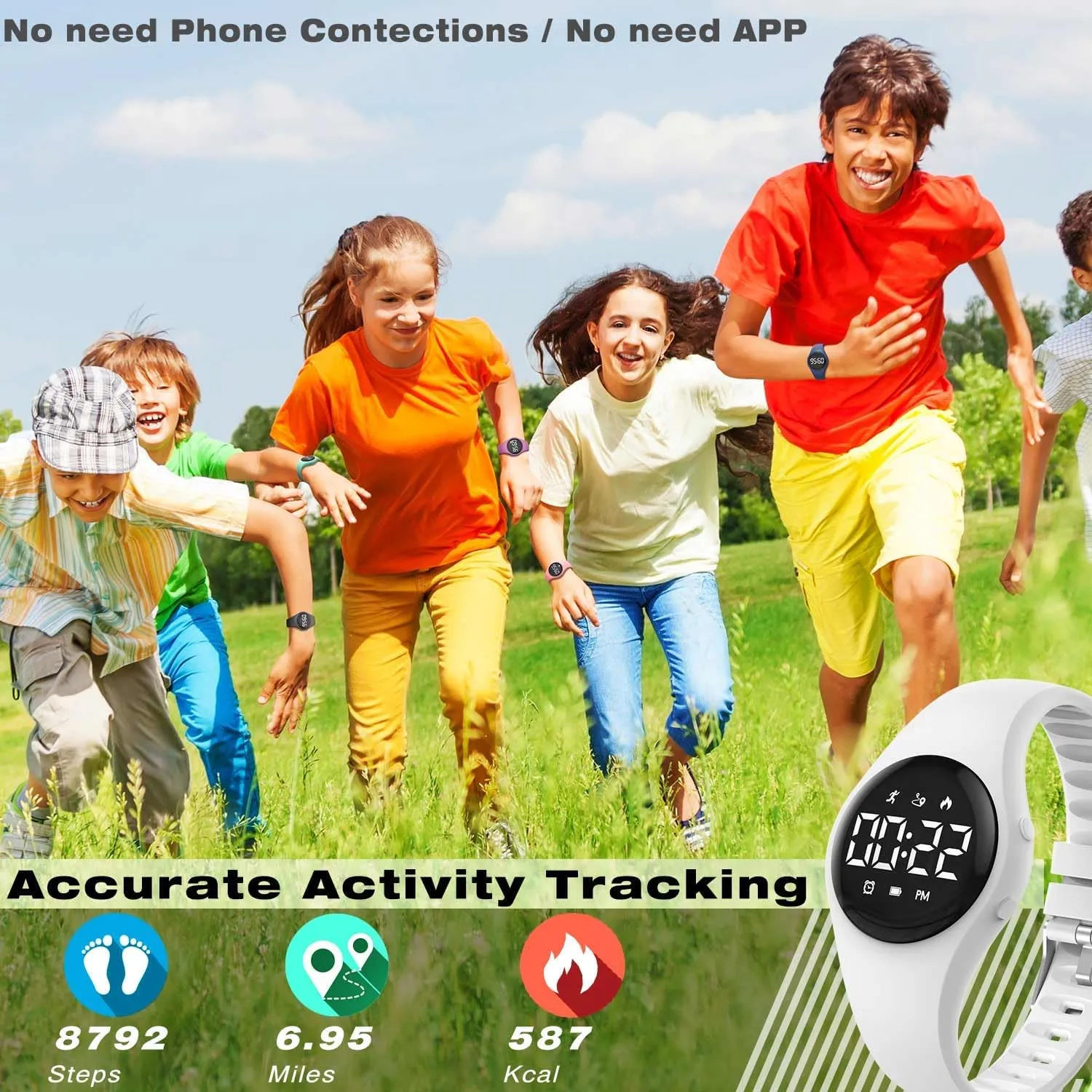 Boys Girls (Pink) (White) Kids Led Fitness Tracker Wristwatch, Digital Step Counter Watch, Waterproof Pedometer Watch, Calendar unwillingly Alarm Clock for Children 