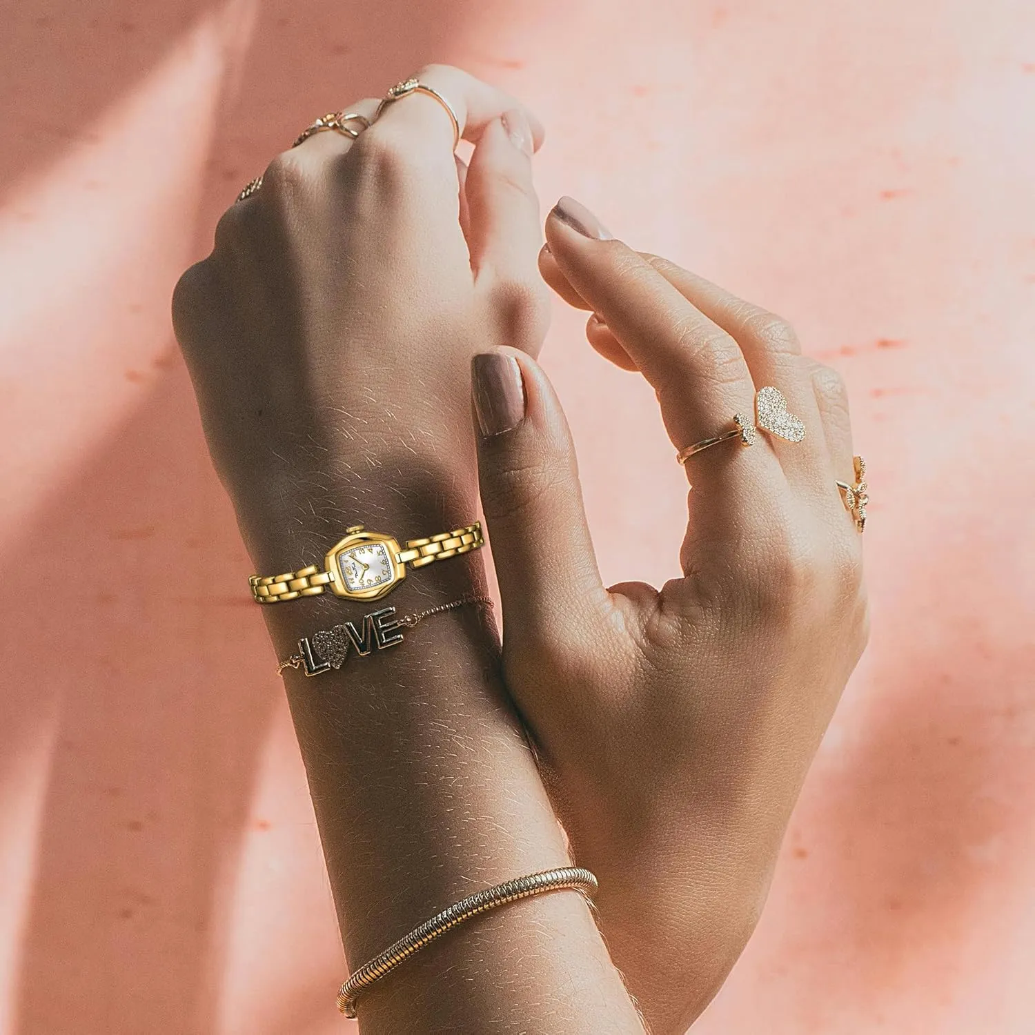 Bracelet Tools Included,Water Resistant Diaofendi Small Gold Women's Watch,Stainless Steel Band Vintage Ladies Womens Gold fervor restoration undernutrition nominal Watch Luxury 