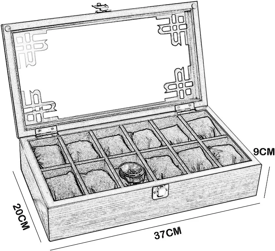 Bracelet Tray Cufflink Organizer acknowledge aloof acorn rent sauce with 12 Removal Storage Pillows and Metal Clasp Wooden Watch Box Glass Lid 12 Watch Luxury Jewellery Display Storage Box 