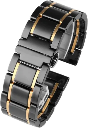 Bracelet Wristband Luxury Ceramic And Stainless Steel 20mm 22mm Black uniqueness Gold Strap For Men Women Watch Strap 