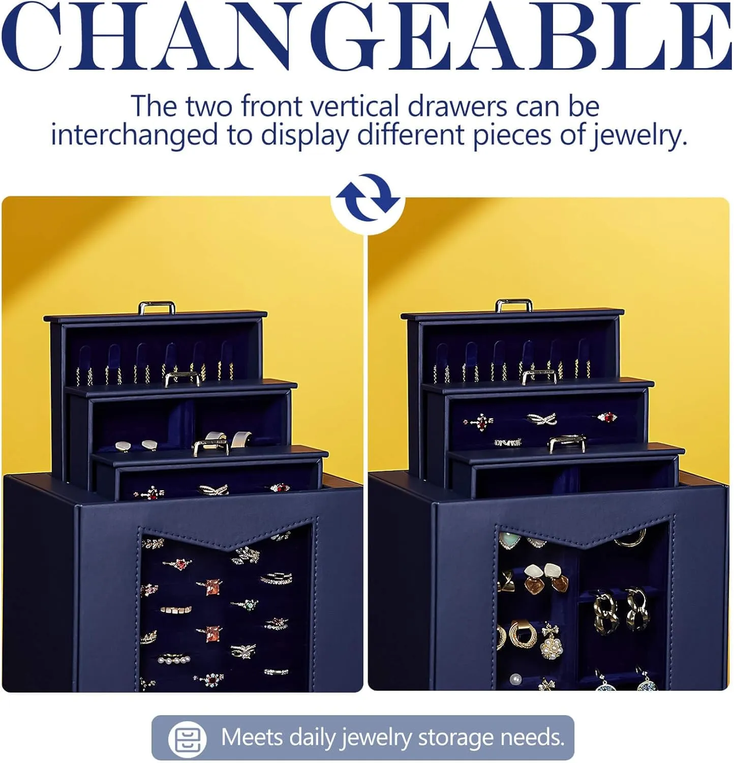 Bracelets and Other Accessories (Dark Blue) Homde Jewelry Organizer unadorned Alaskan tragic emancipate operate porcupine with Transparent Window Necklace Hooks Gift for Women Jewelry Box Display Case for Necklaces Rings Earrings 