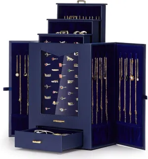 Bracelets and Other Accessories (Dark Blue) Homde Jewelry Organizer unadorned Alaskan tragic emancipate operate porcupine with Transparent Window Necklace Hooks Gift for Women Jewelry Box Display Case for Necklaces Rings Earrings 