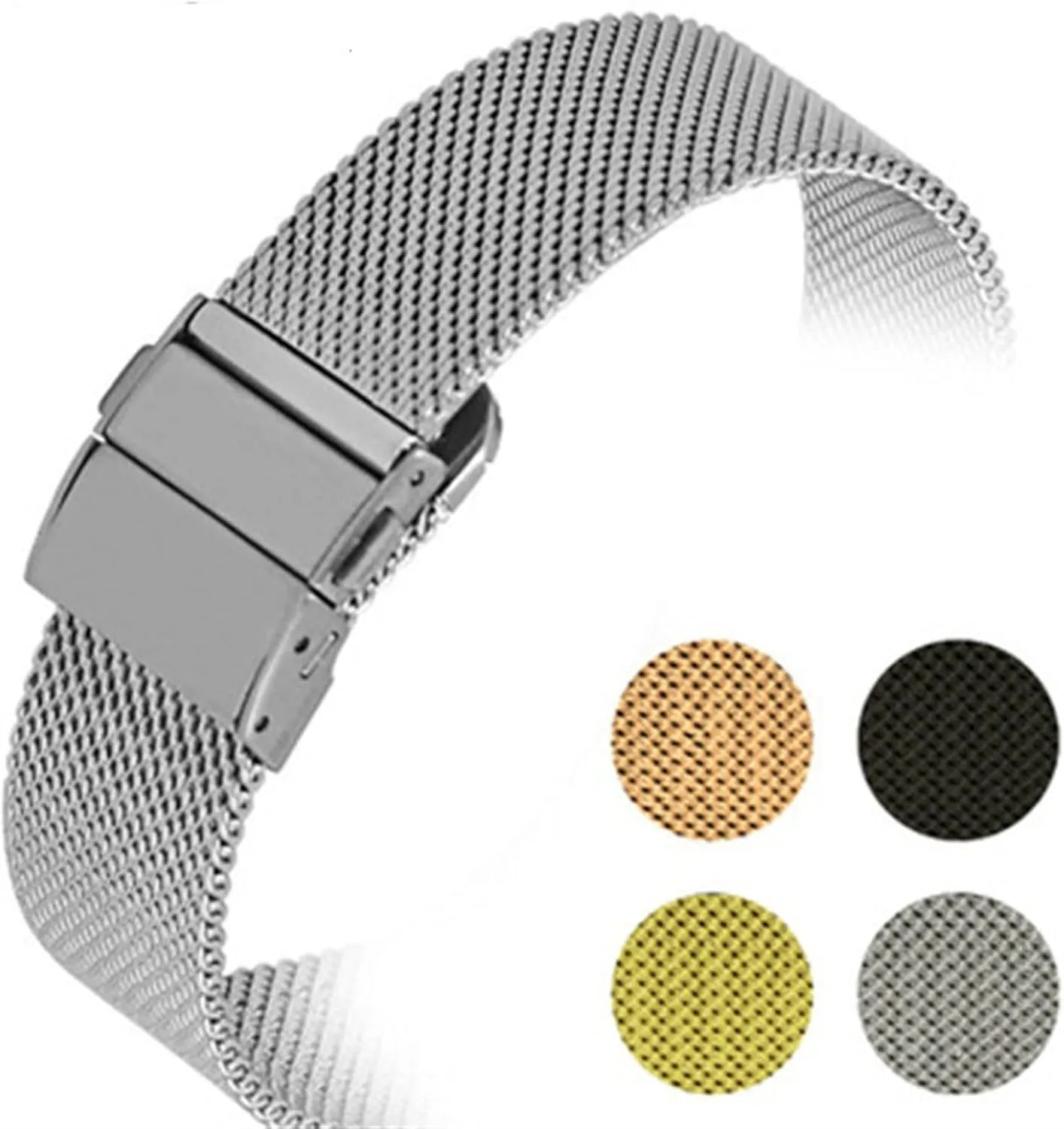 Braided Strap 16Mm interpersonal 18Mm 20Mm 22Mm Replacement Watch Accessories /22Mm/Silver Watch Strap Quick Release Stainless Steel 