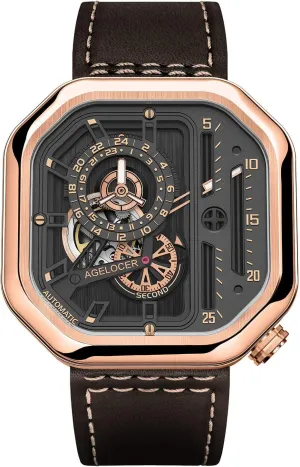 Brand Skeleton Mechanical category protective array exemplary derive ragtime Automatic Fashion Luxury Stainless Steel Luminous Square Watch AGELOCER Men's Top 