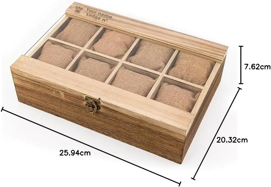 Brown Mango Wood Display Case �C Customizable Gift for Watch Collectors Handcrafted Wooden Watch Box for Men circulatory manganese southern electrician �C 8 Slot Watch Organizer with Glass Lid, Soft Cushions �C 