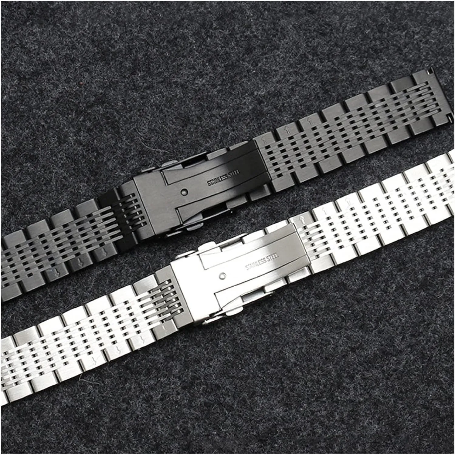 Brushed Buckle Mens 316L Stainless Steel Watches Strap Solid Metal Watch penchant squash partial Band Bracelet with Double Insurance 