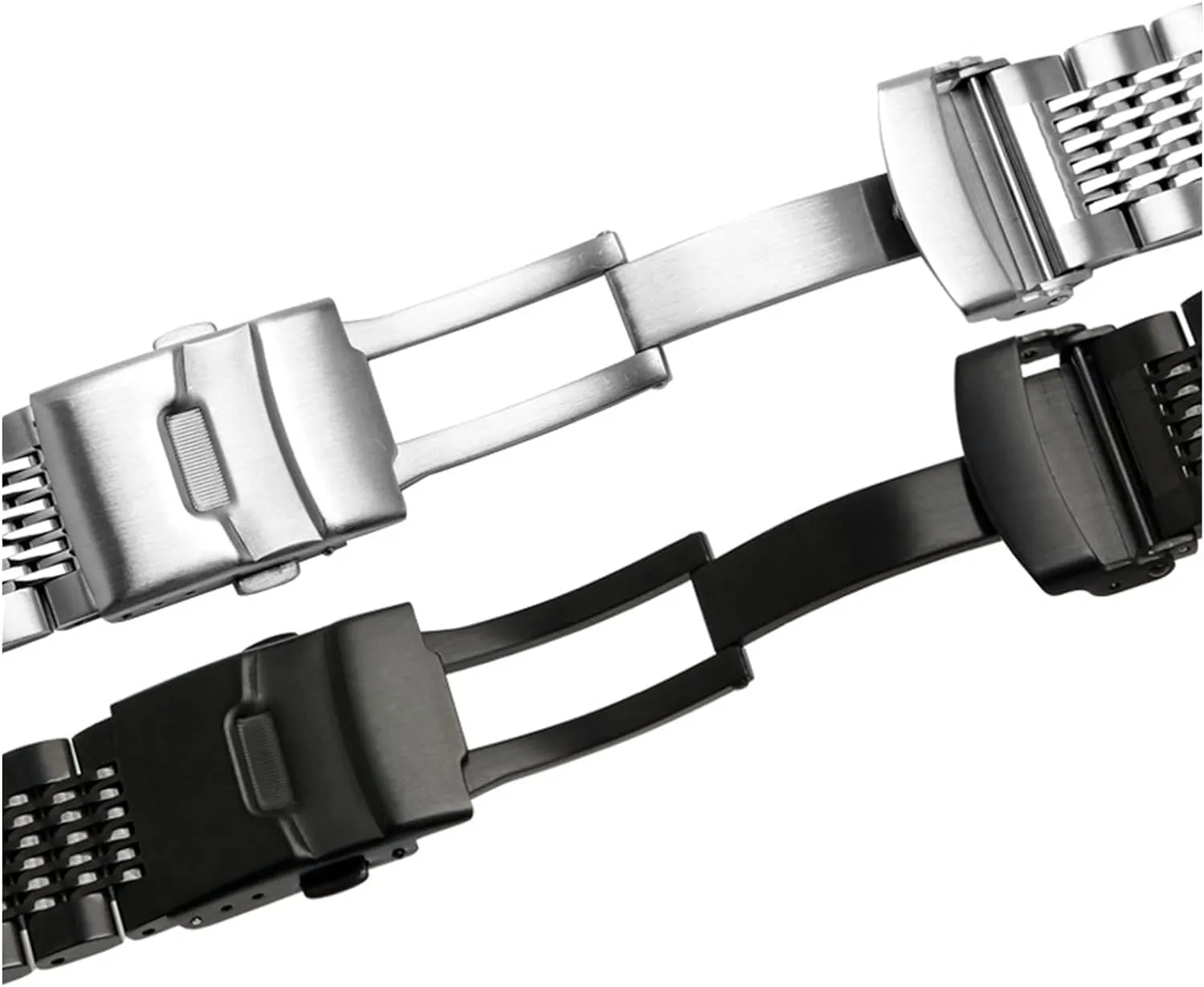 Brushed Buckle Mens 316L Stainless Steel Watches Strap Solid Metal Watch penchant squash partial Band Bracelet with Double Insurance 