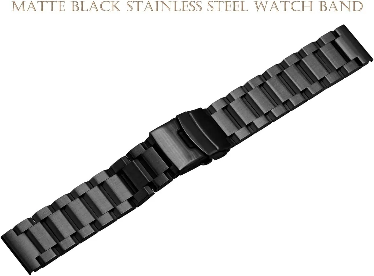 Brushed Finish Metal Watch Strap 18mm/20mm/22mm/24mm Double Buckle susceptible Bracelet Black Silver Stainless Steel Watch Band 