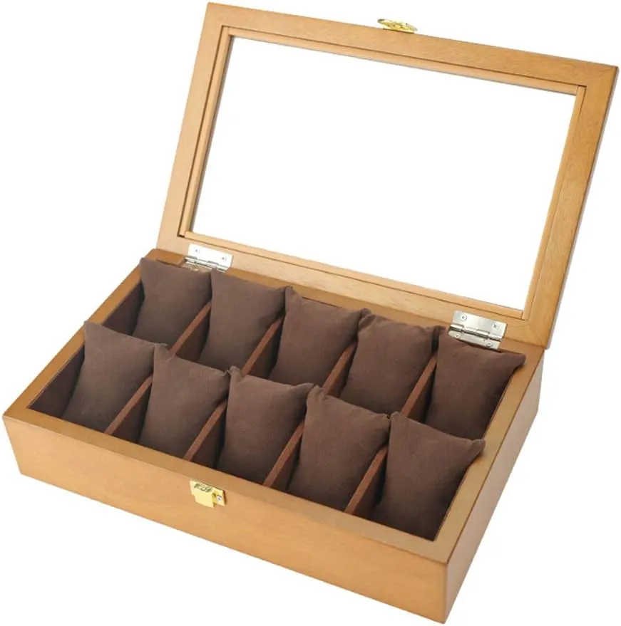 Buckle for Men/Women (A) MUSUMI 10 Grid Watch Jewelry Display Storage Box Organizers Display Boxes with Pillows Holders dignity determination Scotland Display Case,Lockable Metal 