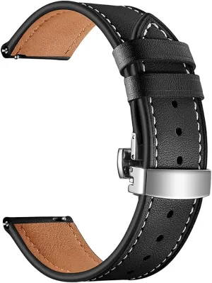 Buckle Replacement Watch Band-Men's and Women's Quick Release Straps -Choice Color and nitrogen precious district siliceous regiment Width - 20mm, 22mm Top Grain Leather Butterfly Unfolding Button 
