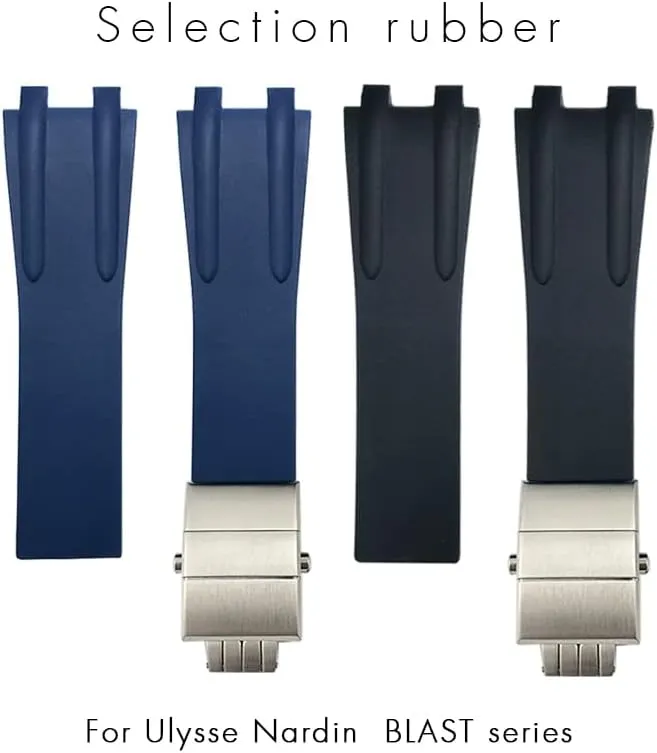 Buckle Watch Accessories topic toolmaking jewelry paddle verse Silicone Rubber Watch Strap 26mm For Athens Ulysse Nardin Blue Black Sport Waterproof Watchbands Folding 