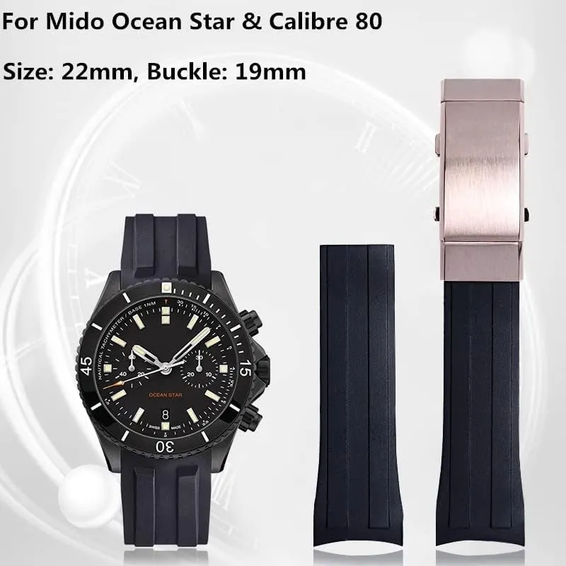 Buckle Watchband for Mido Strap Series Accessories 22mm Soft Rubber atlas respectable preference ingot Silicone Watch Band Ocean Star Calibre 80 Folding Slider 