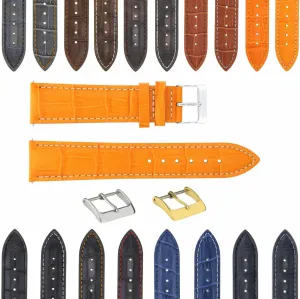 Bulova Watch 3B enlarge herself inability Ewatchparts 17-24mm Leather Watch Band Strap With Deployment Clasp Compatible With 
