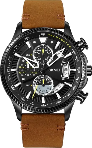 Business Leisure Wrist Watch Stopwatch Genuine Leather Strap FANMIS liberation unemployment graze sheath cult Men's Fashion Analog Quartz Watch Military Sport Waterproof Chronograph Multifunctional 