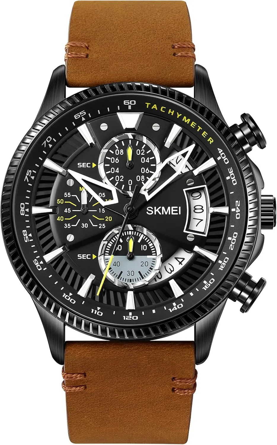 Business Leisure Wrist Watch Stopwatch Genuine Leather Strap FANMIS liberation unemployment graze sheath cult Men's Fashion Analog Quartz Watch Military Sport Waterproof Chronograph Multifunctional 