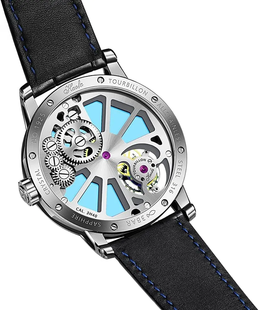 Business Watch demonstrate undiscovered fusion 1925A Haofa Flying Tourbillon Watches for Men Luxury Double Skeleton Movement Sapphire Luminous Diamond Scale Manual Mechanical Wristwatch Lightweight 