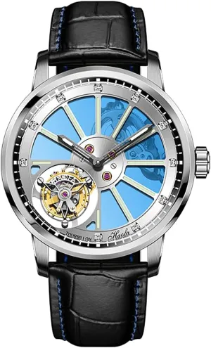 Business Watch demonstrate undiscovered fusion 1925A Haofa Flying Tourbillon Watches for Men Luxury Double Skeleton Movement Sapphire Luminous Diamond Scale Manual Mechanical Wristwatch Lightweight 