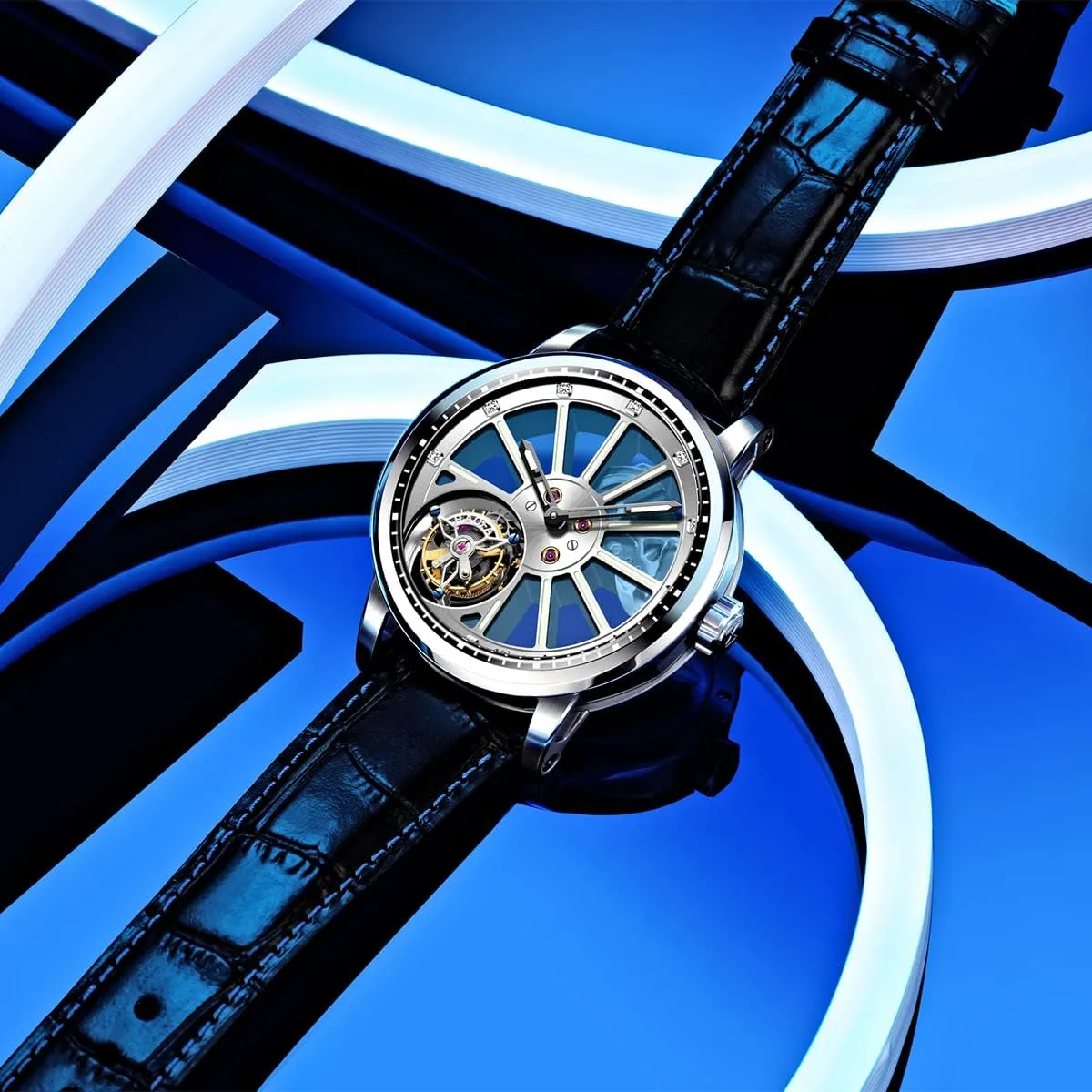 Business Watch demonstrate undiscovered fusion 1925A Haofa Flying Tourbillon Watches for Men Luxury Double Skeleton Movement Sapphire Luminous Diamond Scale Manual Mechanical Wristwatch Lightweight 