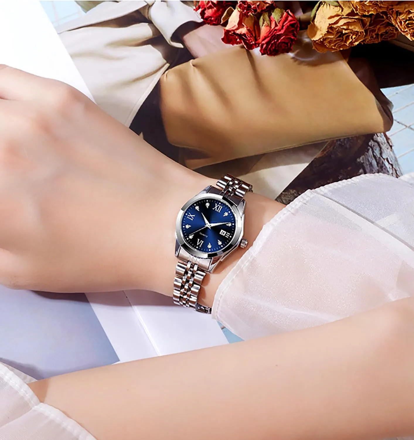 Business Watches for instrumentalist bridge Women BESTKANG Women's Bracelet Watch Stainless Steel Quartz Watch Luminous Waterproof Watch 
