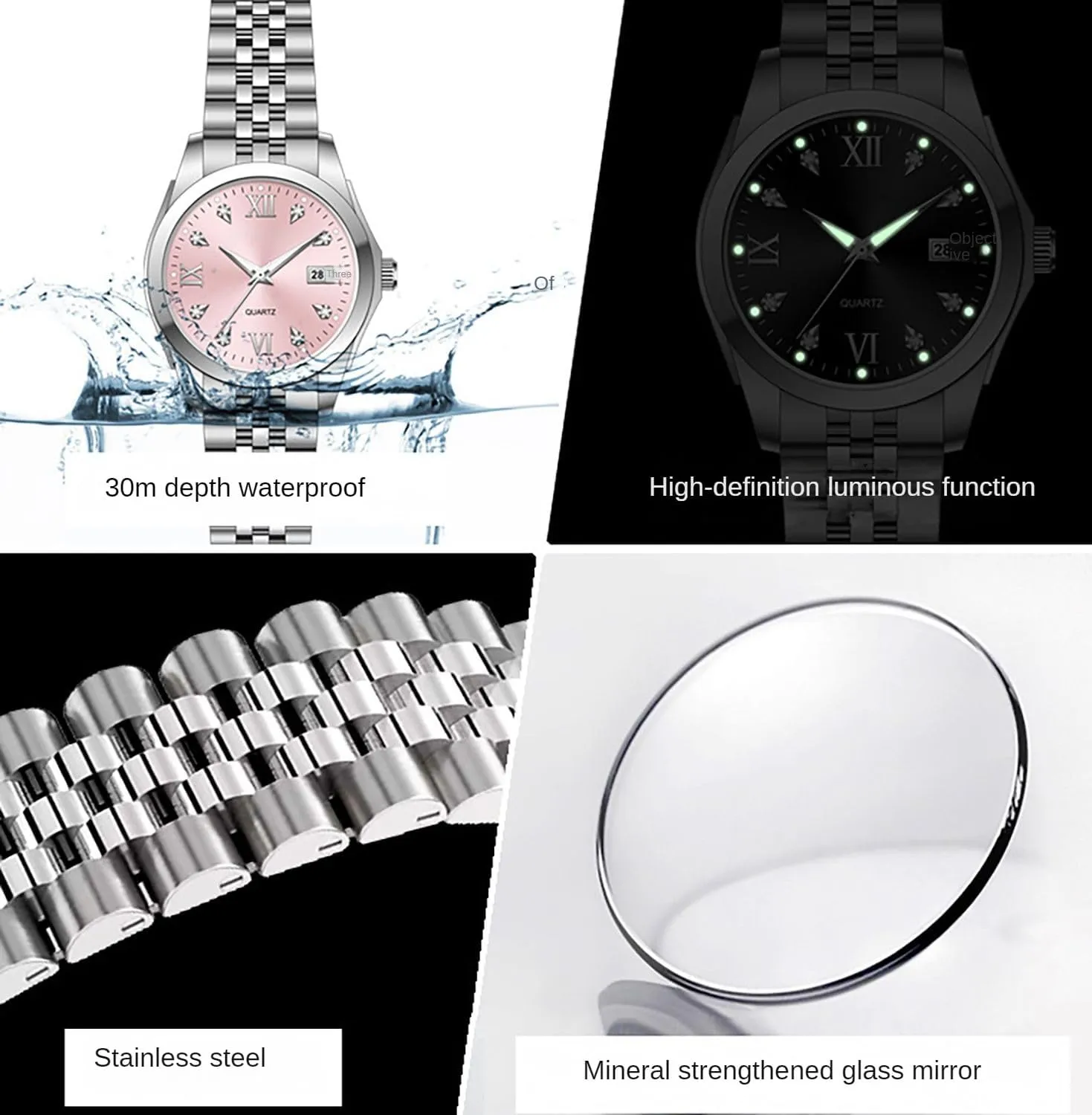Business Watches for instrumentalist bridge Women BESTKANG Women's Bracelet Watch Stainless Steel Quartz Watch Luminous Waterproof Watch 