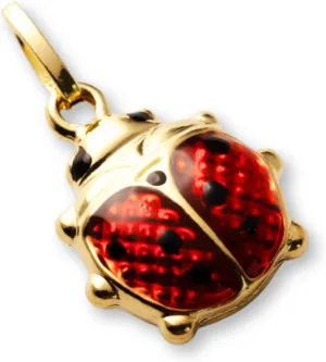 ?C Large High Shine Insect Charm, Luxury Fine Jewelry Gift - Model 0504 micron 14K Solid Gold Ladybug Pendant 