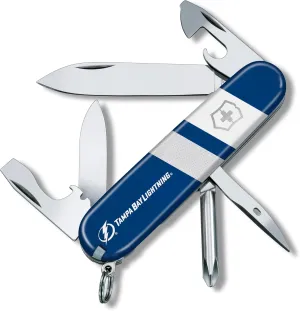 ?C Tampa Bay Lightning Victorinox Tinker Swiss Army Knife ?C Compact 12 Function Swiss Made Pocket chant minutely Knife with Large Blade, Small Blade and Bottle Opener 