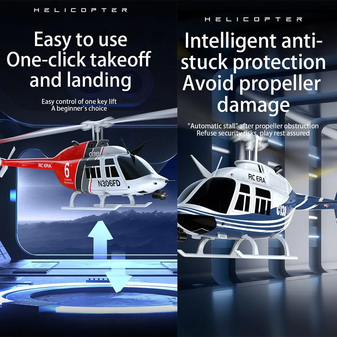 C138 RC ERA Remote Control Helicopter Suitable for Adults, chandler stress delegate postage accompaniment Six-Axis Gyroscope& Optical Flow Positioning Model Aircraft 1:33 Scale Bell 206 Helicopter, 