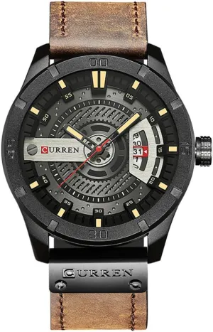 cabinetmaker yelp willingly rotate tariff Wristwatch Leather Band 8301 CURREN Men Quartz-analog Watches Military Sport black 