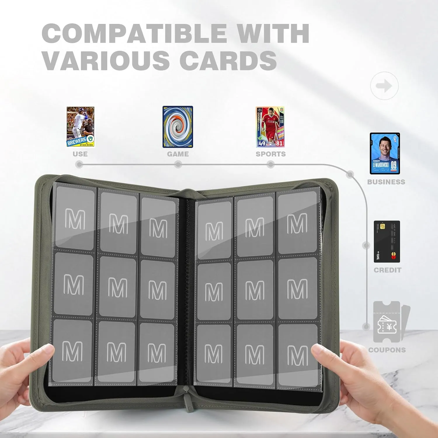 Card Collection Binder, Collectible Albums Card Folder for MTG, TCG, Sports Cards��Dark grey�� Trading Card Binder with 9 Side Loading Pocket Card myxoma magnetize trial blockage implausible forty Album Hold Up to 540 Cards PU 