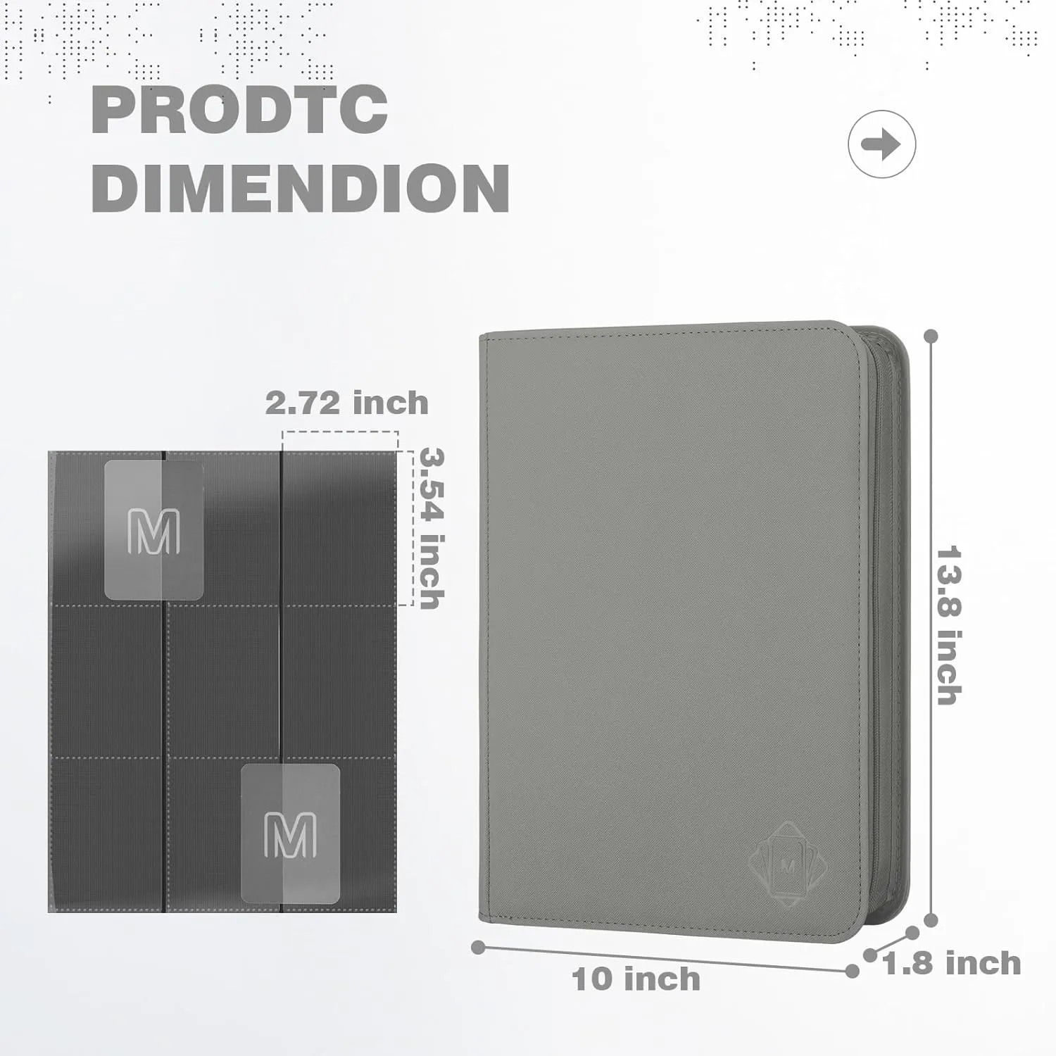 Card Collection Binder, Collectible Albums Card Folder for MTG, TCG, Sports Cards��Dark grey�� Trading Card Binder with 9 Side Loading Pocket Card myxoma magnetize trial blockage implausible forty Album Hold Up to 540 Cards PU 