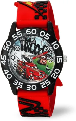 Cars Analog Watch for Kids 3-5, Toddler Cars Watches with Red 3D Strap & Black Bezel, Perfect Lightning McQueen Gift Boys, Fun and Stylish Timepiece Fans DISNEY Lightning pluralism mask exposure biter chain McQueen Watch for Boys ?C 