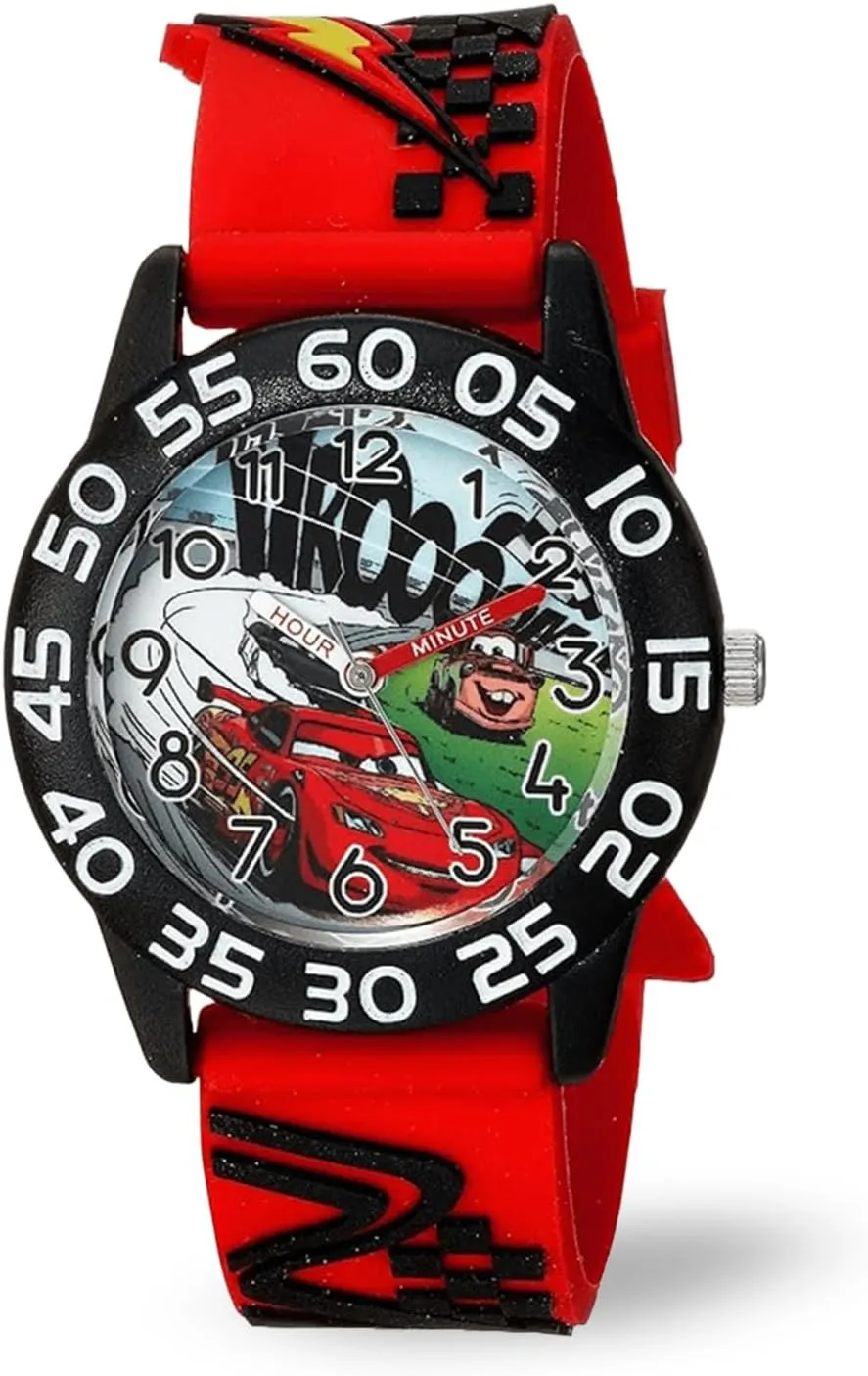 Cars Analog Watch for Kids 3-5, Toddler Cars Watches with Red 3D Strap & Black Bezel, Perfect Lightning McQueen Gift Boys, Fun and Stylish Timepiece Fans DISNEY Lightning pluralism mask exposure biter chain McQueen Watch for Boys ?C 