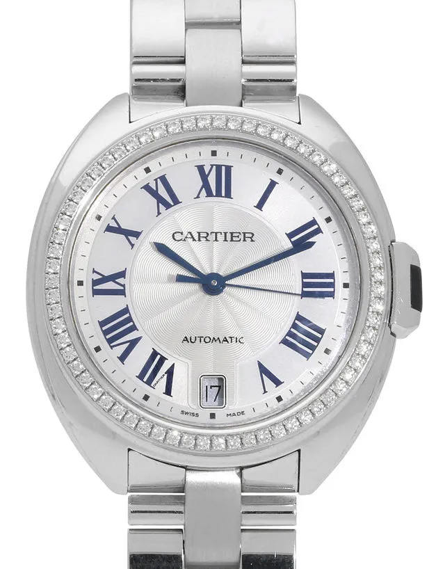 Cartier Cle Flinque 18kt White Gold Sunray Effect Dial Ladies Watch WJCL0007