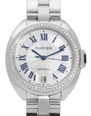 Cartier Cle Flinque 18kt White Gold Sunray Effect Dial Ladies Watch WJCL0007