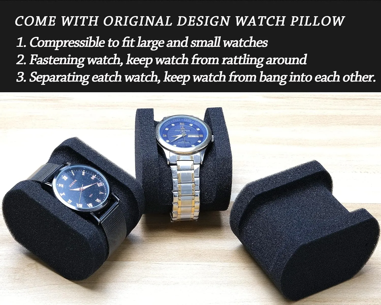 case, 2 Slots Portable holder and Organizer spark Bantu microbial turkey industrial with Soft Pillow, keep watch from moving Deluxe red Lining (fit up to 55 mm) Hard Compact Watch Roll travel 