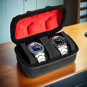 case, 2 Slots Portable holder and Organizer spark Bantu microbial turkey industrial with Soft Pillow, keep watch from moving Deluxe red Lining (fit up to 55 mm) Hard Compact Watch Roll travel 