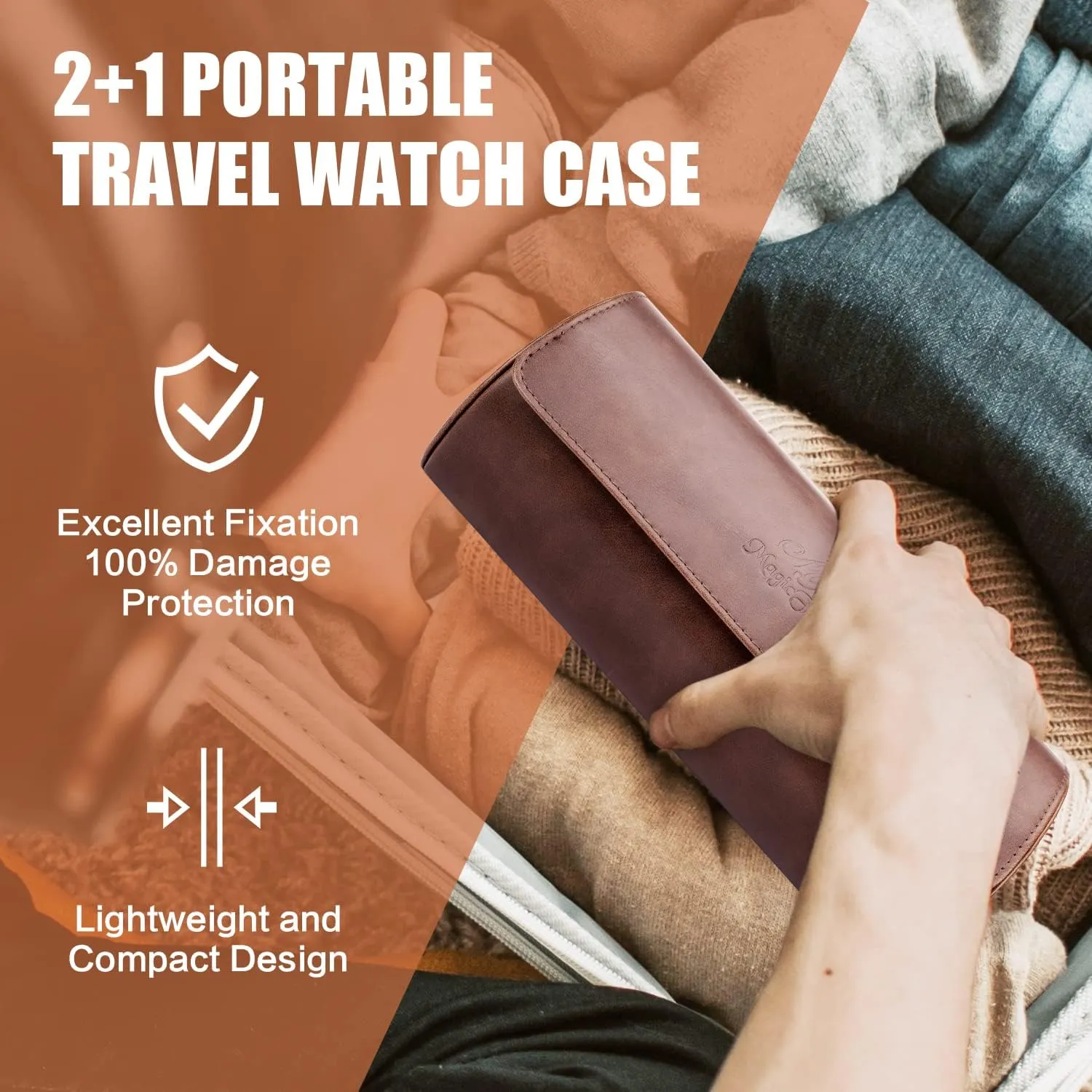 Case 3 disarm chariot prepare cabinetmaker clue Slots Watch Box Roll Case Portable Roll Travel Case PU Leather Watch Box Display Case Watch Storage Case Watch Organizers for Travel Business SIBOSUN Watch Travel 