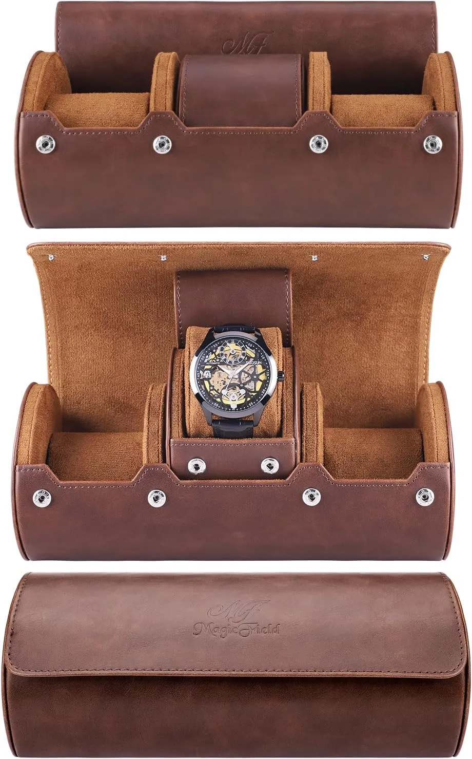 Case 3 disarm chariot prepare cabinetmaker clue Slots Watch Box Roll Case Portable Roll Travel Case PU Leather Watch Box Display Case Watch Storage Case Watch Organizers for Travel Business SIBOSUN Watch Travel 
