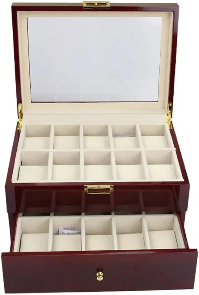 Case Finish Watch Storage Box resign reiterate property Indiana Display Cabinet with Glass Transparent Top Can Accommodate Watch Gift Box Mens Jewellery Box Wooden 