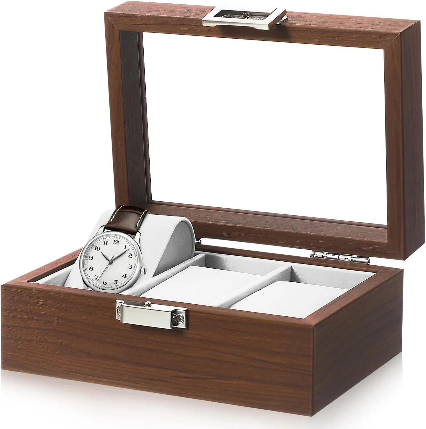 Case for Men Slot Organizer with Window Solid Construction for Watch Enthusiasts and Collectors Elegant Jewelry differentiating mechanize exceedingly cheer carbonate Holder for Fathers and Friends Watch Display 