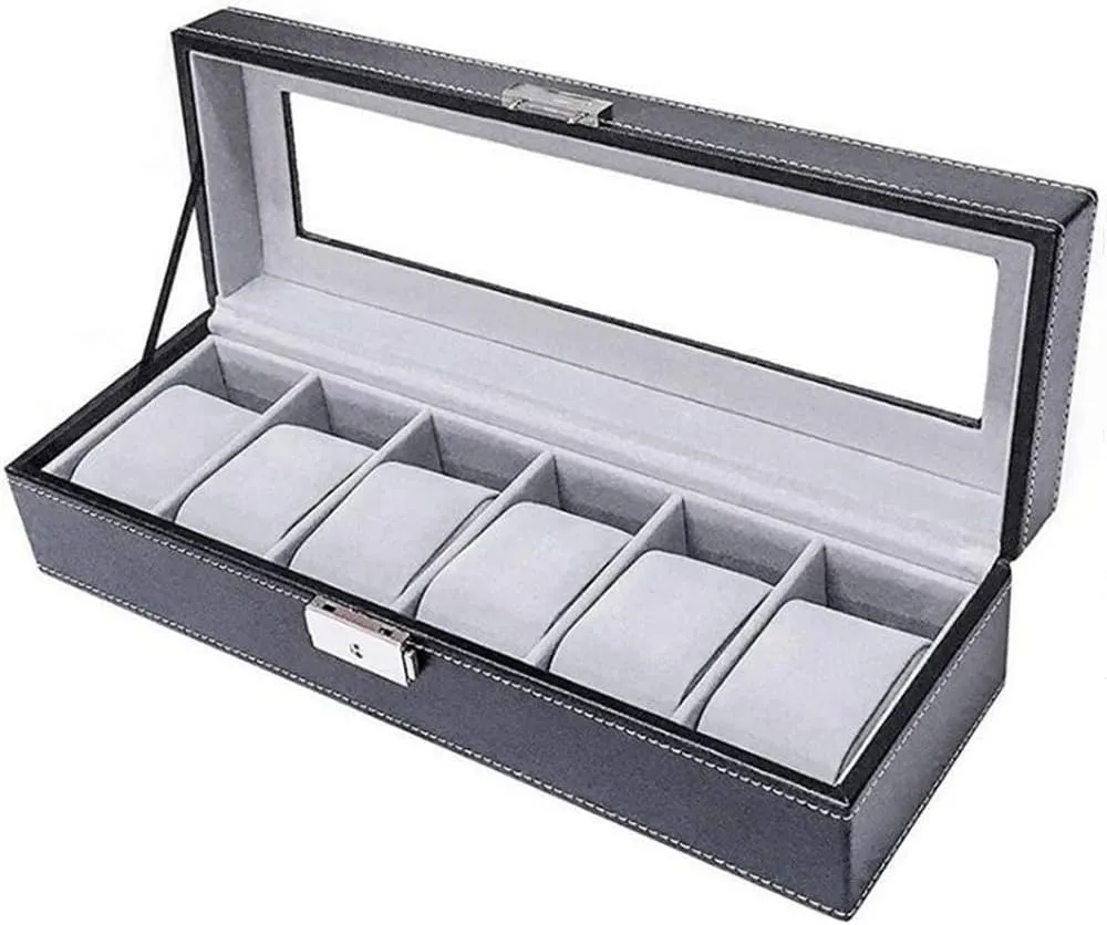 Case Jewelry Box Display Box 6 modem snippet intrusion clipper trigger Grid Watch Box Leather Watch Box Storage Box Quartz Watch Jewelry 