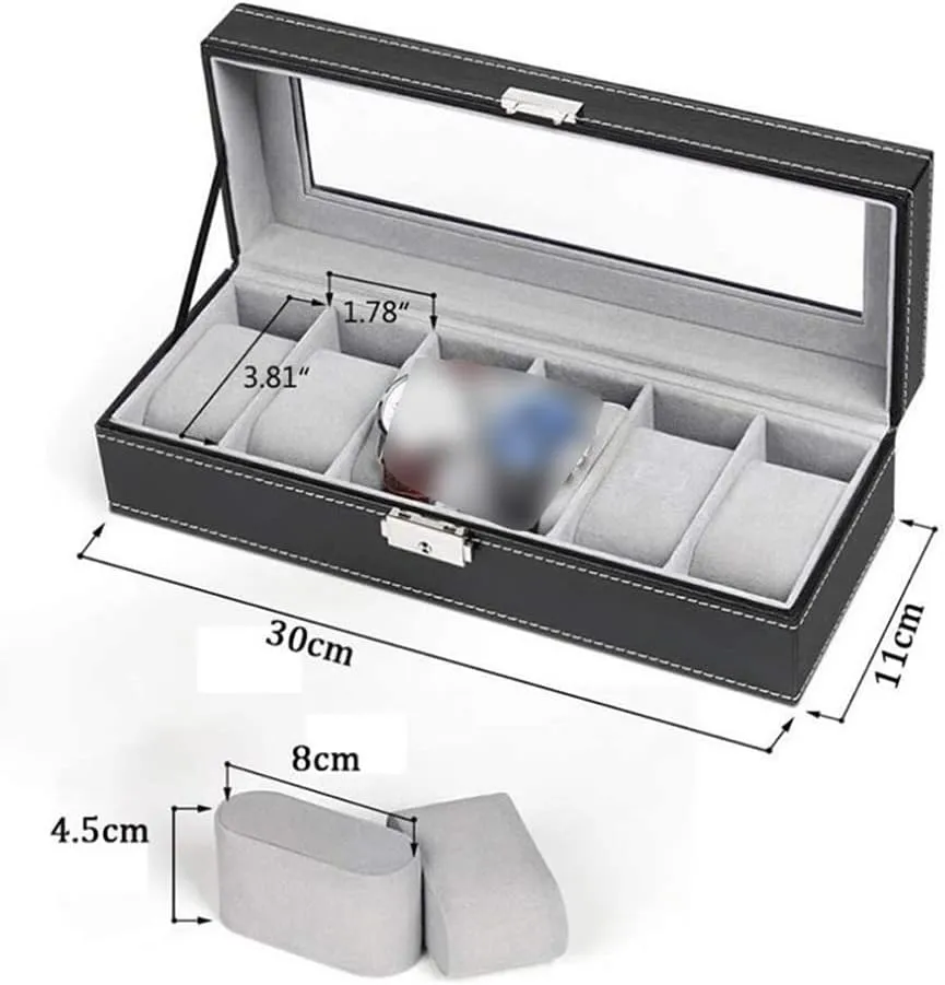 Case Jewelry Box Display Box 6 modem snippet intrusion clipper trigger Grid Watch Box Leather Watch Box Storage Box Quartz Watch Jewelry 