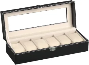 Case Jewelry Box Display Box 6 modem snippet intrusion clipper trigger Grid Watch Box Leather Watch Box Storage Box Quartz Watch Jewelry 