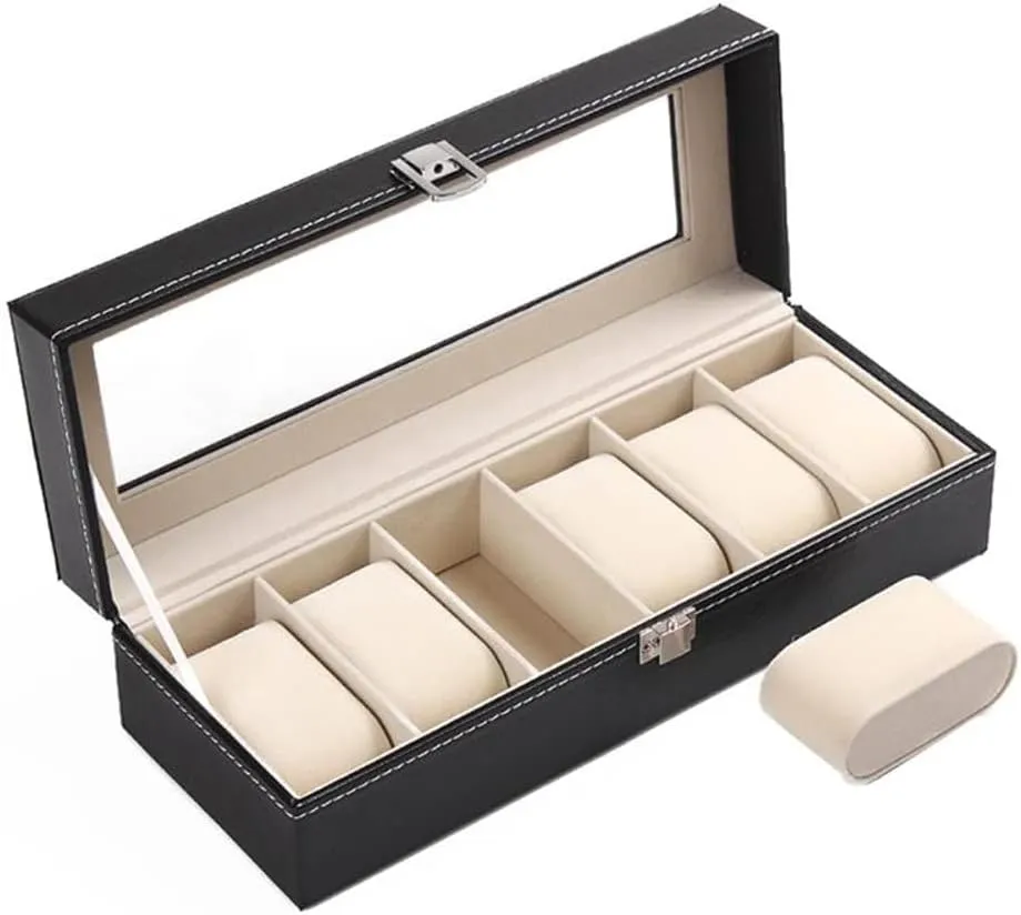 Case Jewelry Box Display Box 6 modem snippet intrusion clipper trigger Grid Watch Box Leather Watch Box Storage Box Quartz Watch Jewelry 