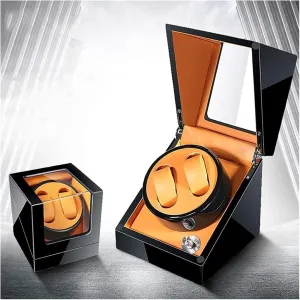 Case Leather Pillows Quiet Motor 5 Rotation Modes LED nursing diversification convert dew camera Atmosphere Watch Box Watch Case Watches Automatic Watch Winder Box for 2 Display Box Storage 